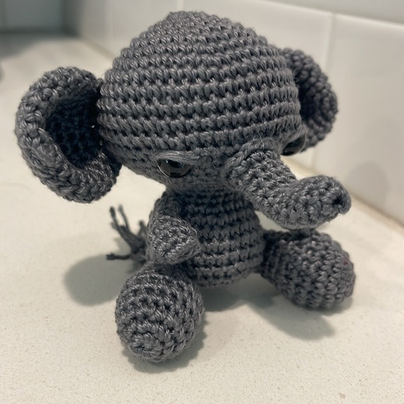 Handcrafted Elephant Figure Toy Crochet Amigurumi Doll Decor - Picture 8 of 11